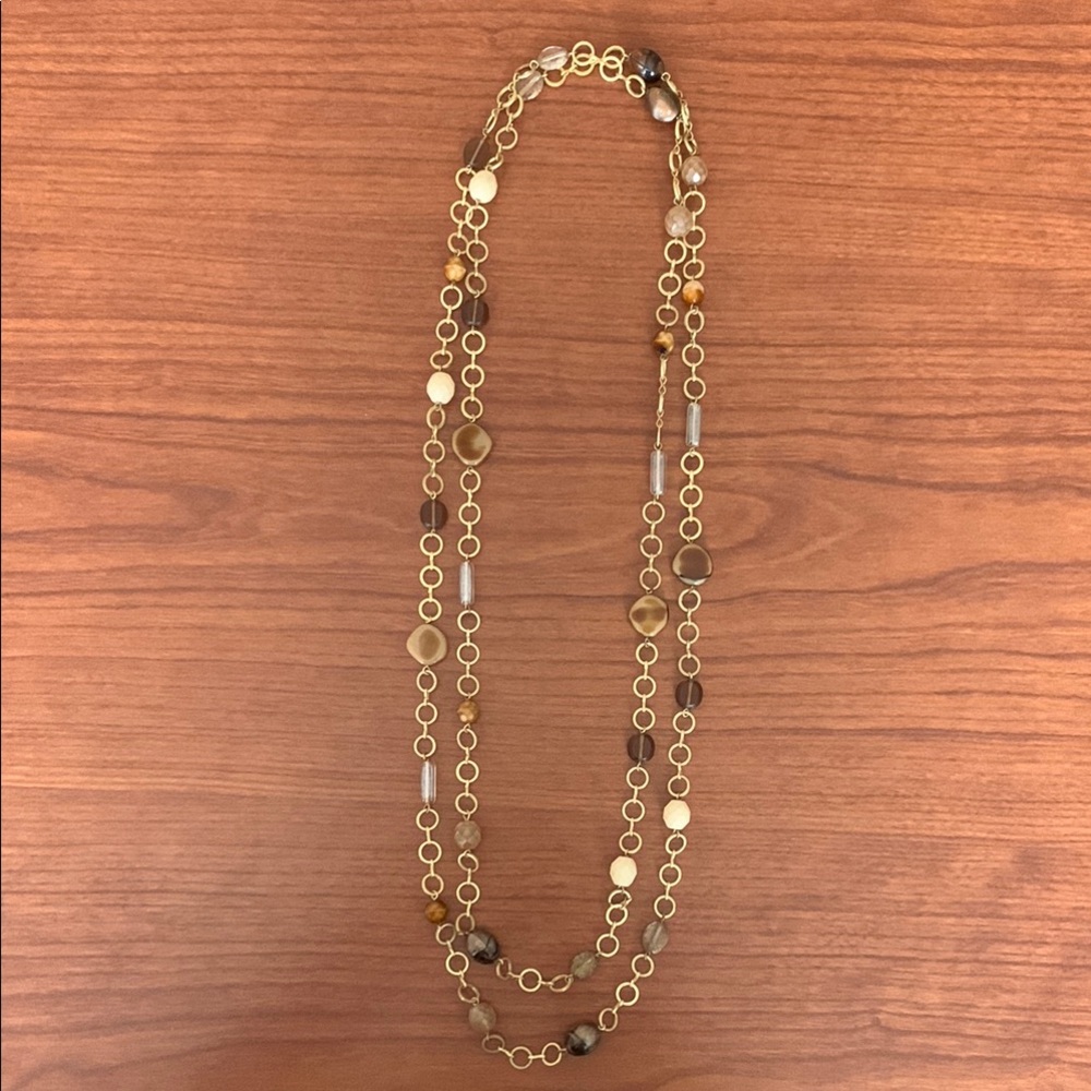 Gold and Brown Beaded Necklace